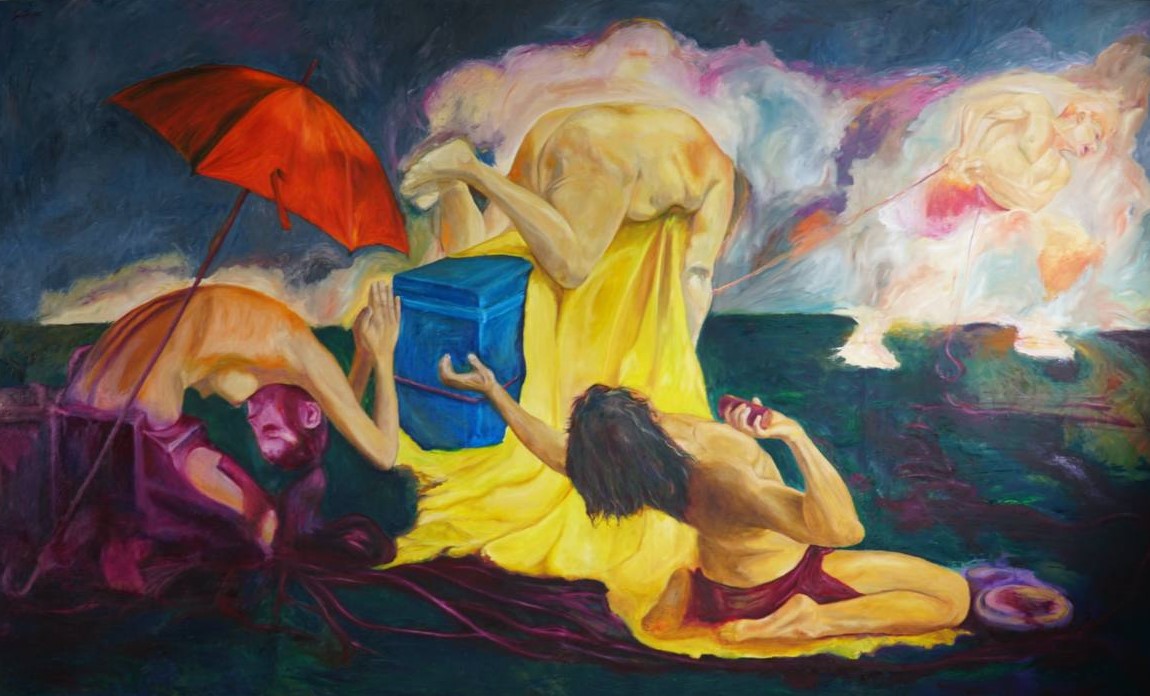 Just relax! You may not be real., oil painting by Saw Lin