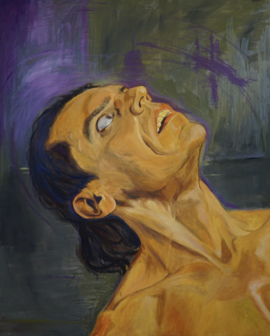 Looking above, oil painting by Saw Lin
