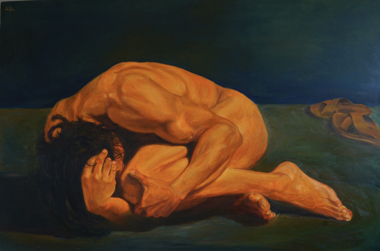 Painting from the Monsoon Blue series by Saw Lin